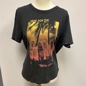 Old Navy Black Tee with Sunset and Palm Print